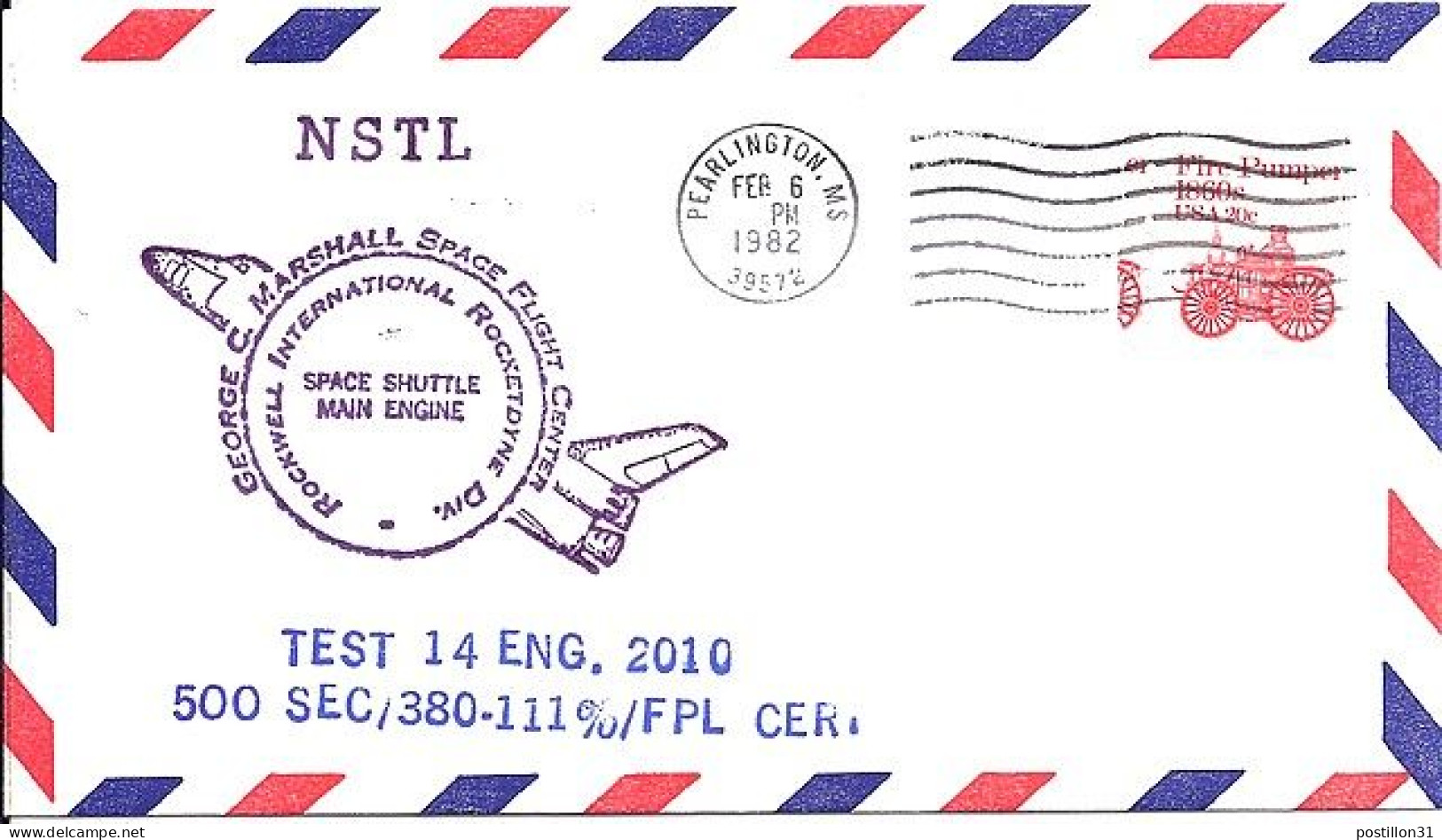 USA-AERO N° 1366 S/L.DE PEARLINGTON/6.2.82  THEME: NAVETTE SPACIALE - 3c. 1961-... Lettres