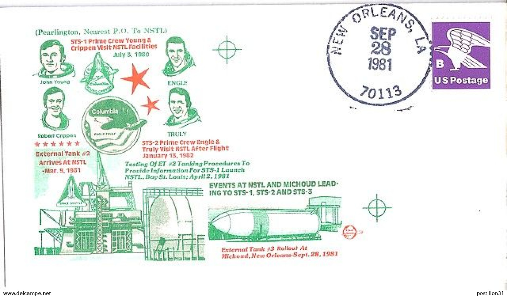 USA-AERO N° 1339 S/L.DE NEW ORLEANS/28.9.81  THEME: NAVETTE SPACIALE - 3c. 1961-... Lettres