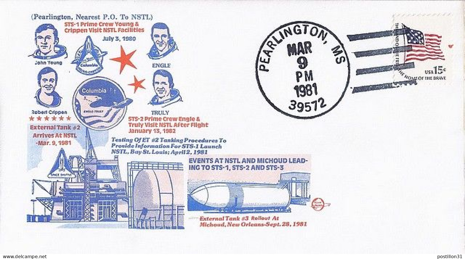 USA-AERO N° 1204 S/L.DE PEARLINGTON/9.3.81 THEME: PREPARATION COLUMBIA - 3c. 1961-... Storia Postale