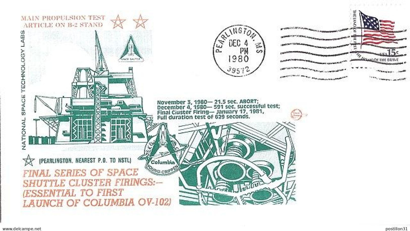 USA-AERO N° 1204 S/L.DE PEARLINGTON/4.12.80  THEME: PREPARATION COLUMBIA - 3c. 1961-... Lettres