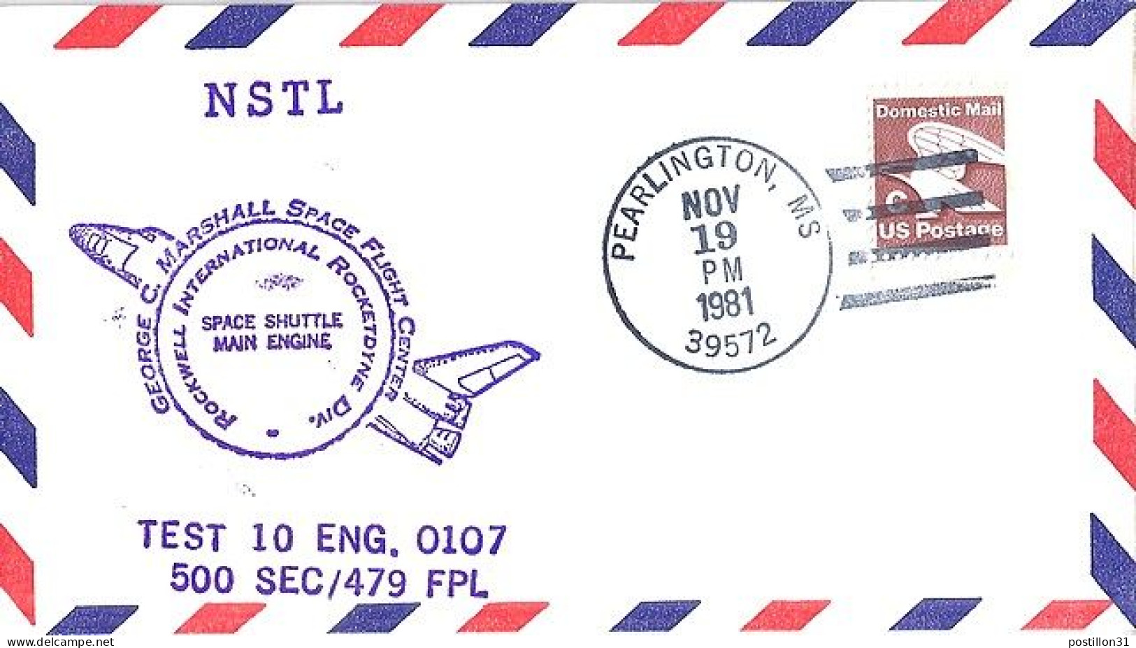 USA-AERO N° 1355 S/L.DE PEARLINGTON/19.11.81  THEME: NAVETTE SPACIALE - 3c. 1961-... Lettres