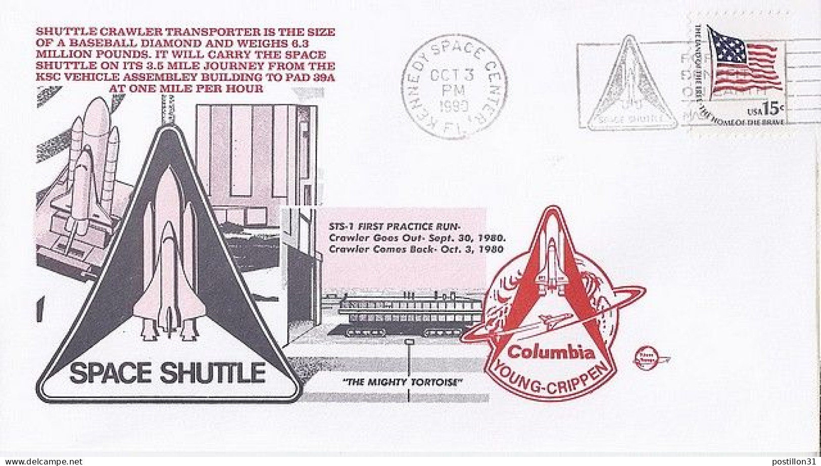 USA-AERO N° 1204 S/L.DE KENNEDY SPACE CENTER/3.10.80 THEME: NAVETTE COLUMBIA - 3c. 1961-... Cartas & Documentos