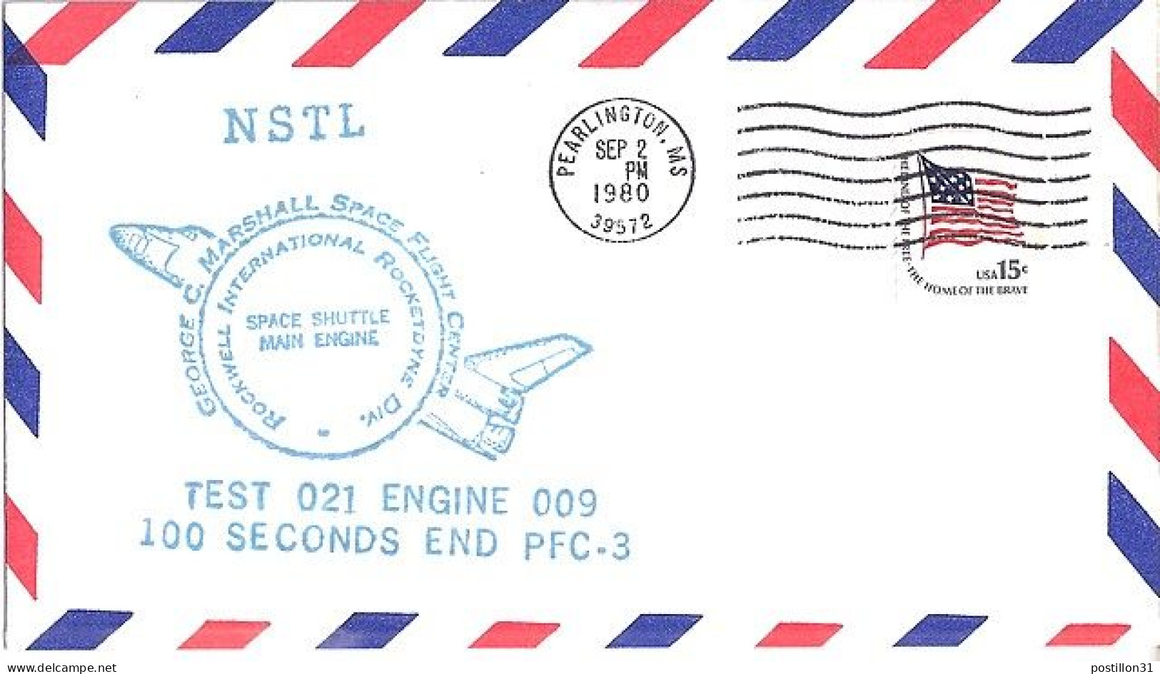 USA-AERO N° 1204 S/L.DE PEARLINGTON/2.9.80 THEME: TEST MOTEUR NAVETTE - 3c. 1961-... Storia Postale