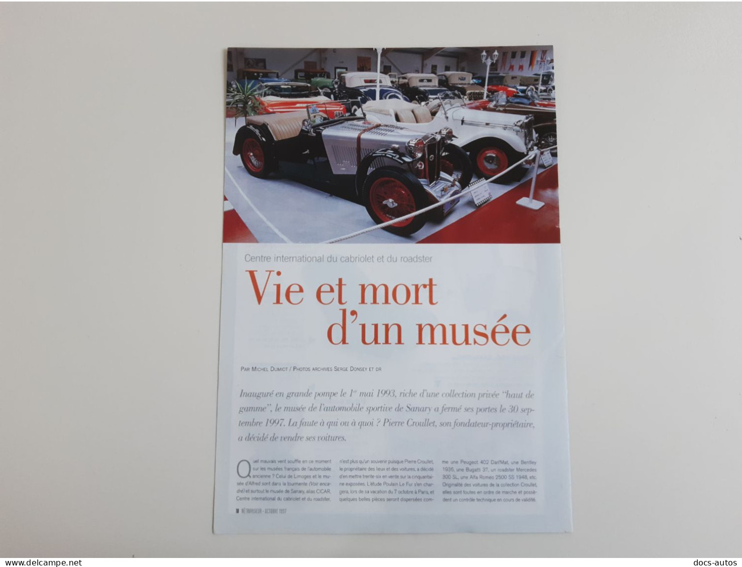 Centre International Du Cabriolet Et Du Roadster - Coupure De Presse - Sonstige & Ohne Zuordnung