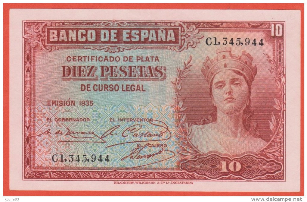 ESPAGNE - 10 Pesetas De 1935 - Pick 86 - XL - 10 Pesetas