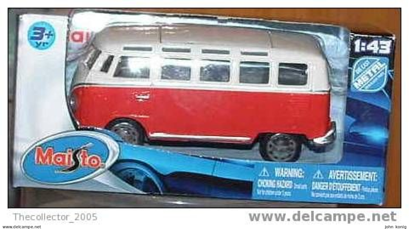 MAISTO - DIE CAST MODEL-AUTOMODELLO-CAR MODEL - VOLKSWAGEN VAN OF '70S (RED) - SCALA 1:43 - Maisto