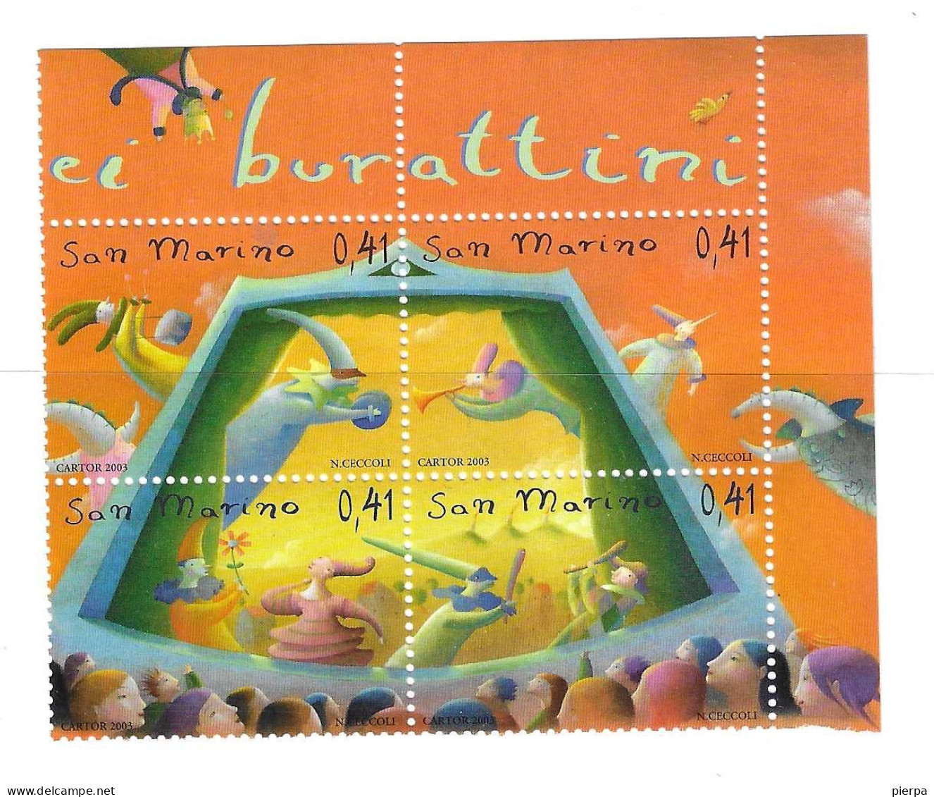 SAN MARINO - 2003 - TEATRO MARIONETTE - BLOCCO 4 VALORI - NUOVO MNH**(YVERT 1898\1901 - MICHEL 2105\8 - SS 1954\7) - Ungebraucht