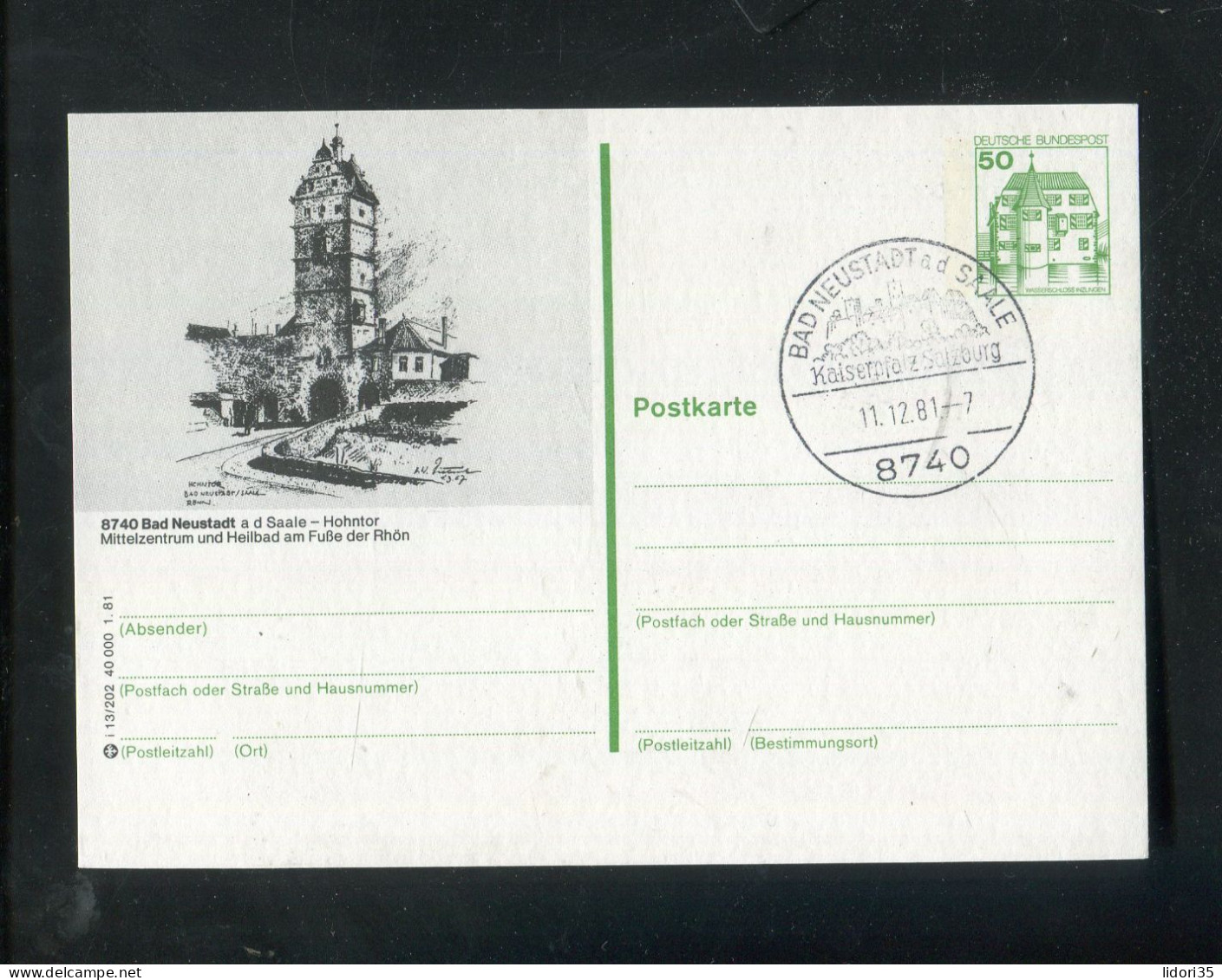 "BUNDESREPUBLIK DEUTSCHLAND" 1981, Bildpostkarte Mit Bildgleichem Stempel Ex "NEUSTADT A.d.S." (70106) - Cartoline Illustrate - Usati