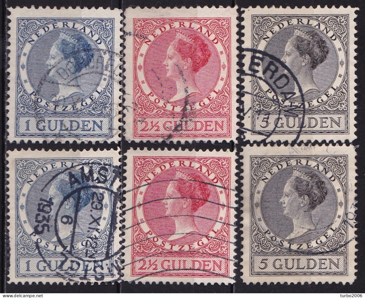 1926-1927 Koningin Wilhelmina Type Veth 1 / 5 Gulden Beide Tandingen  NVPH 163 / 165 A + B - Used Stamps