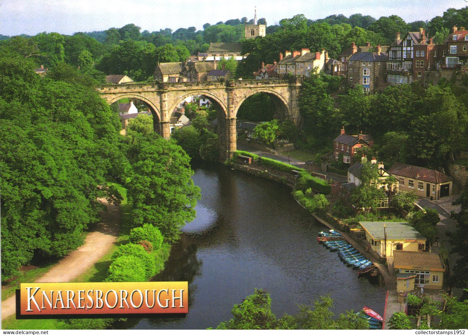 KNARESBOROUGH, HARROGATE, YORKSHIRE, ARCHITECTURE, BRIDGE, BOATS,  ENGLAND, UNITED KINGDOM, POSTCARD - Harrogate