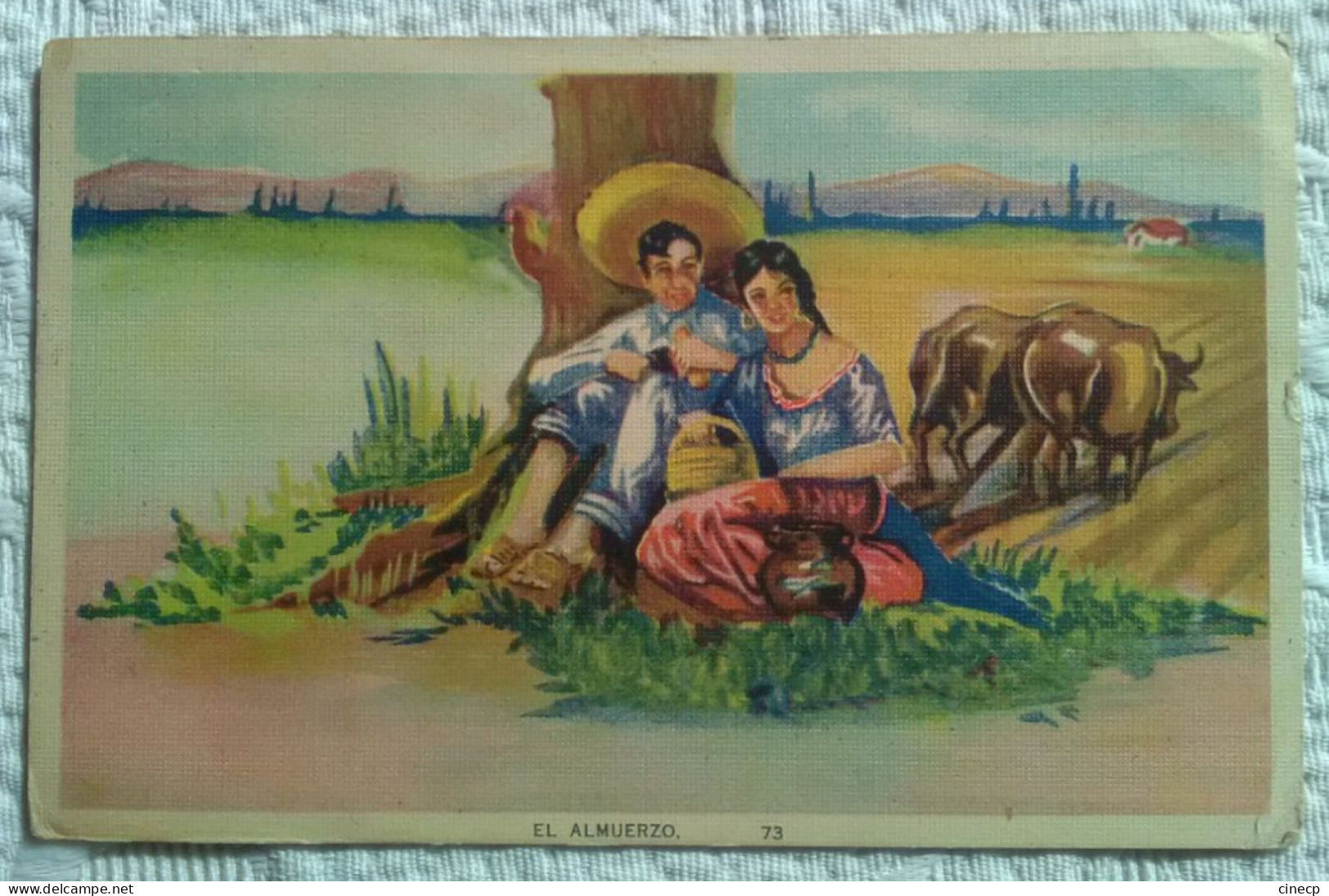 CPSM MEXIQUE - EL ALMUERSO N° 73 Couple Agriculteur Champ Attelage De Boeufs 1944 - Mexique