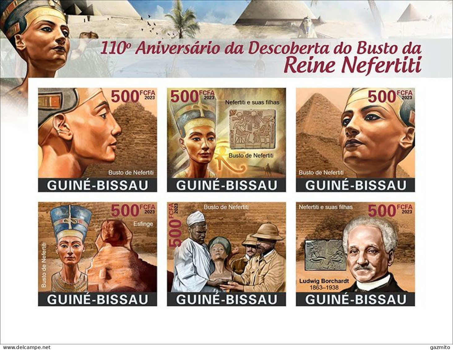 Guinea Bissau 2023, Egyptology, 6val In BF IMPERFORATED - Egiptología