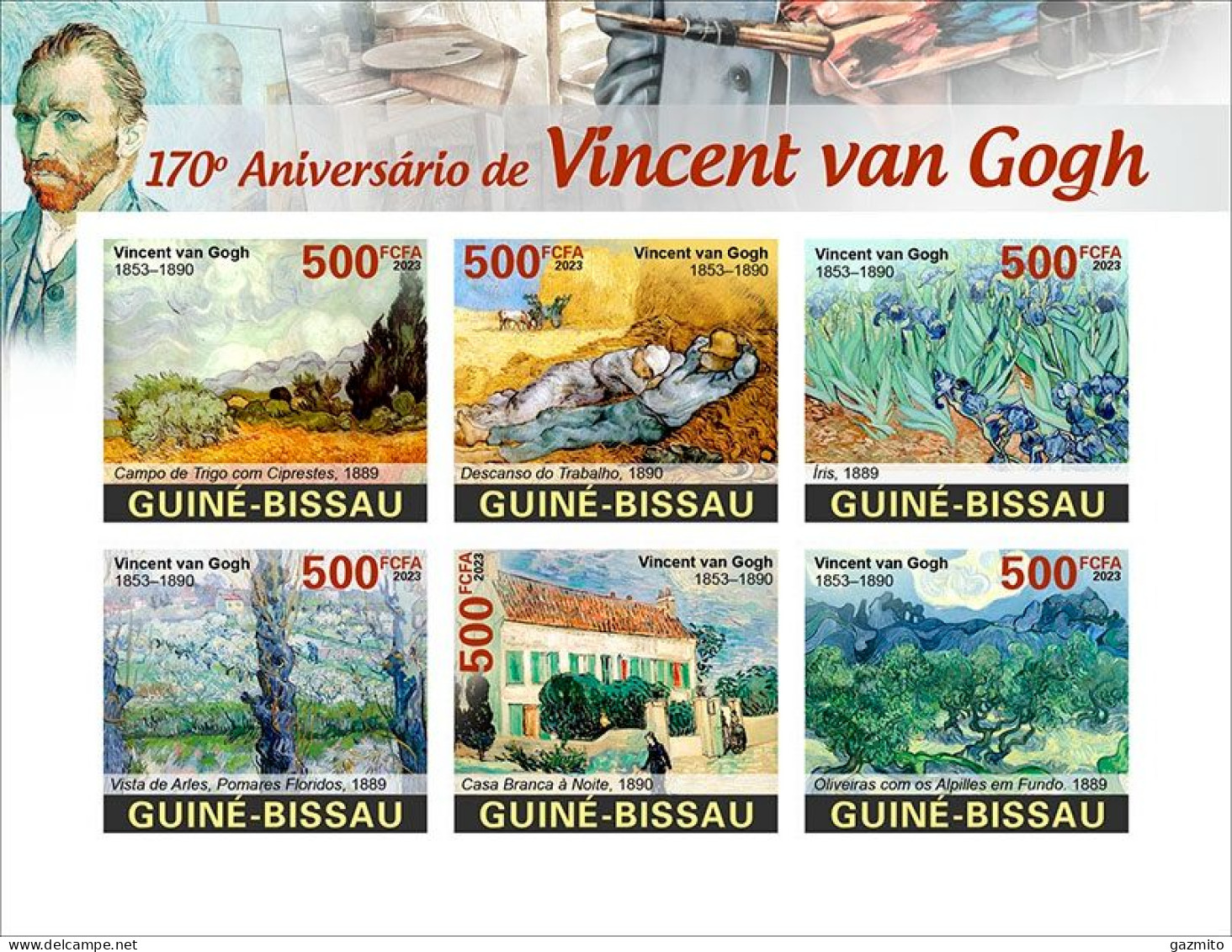 Guinea Bissau 2023, Art, Van Gogh, 6val In BF IMPERFORATED - Modernos
