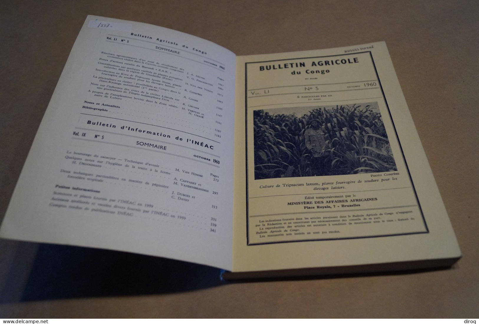 Congo Belge Et Ruanda-Urundi,344 Pages,Bulletin Agricole,24 Cm. Sur 16 Cm.1960 - Sonstige & Ohne Zuordnung