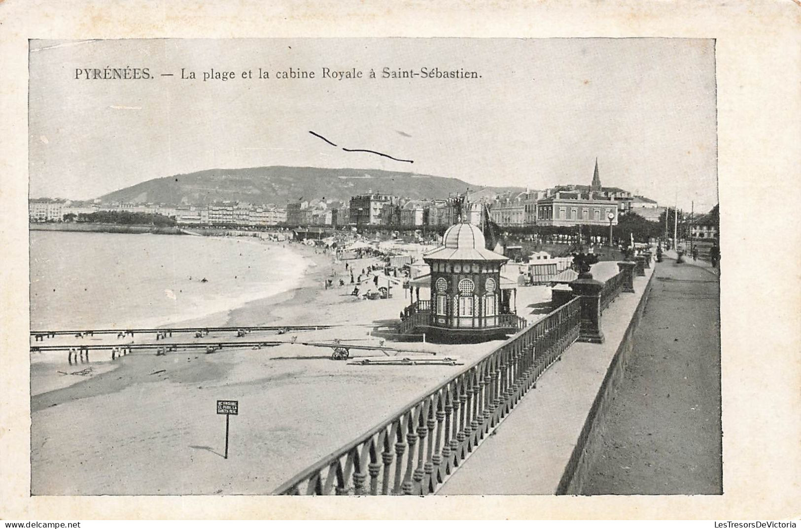 ESPAGNE - Saint Sébastien - La Plage Et La Cabine Royale - Carte Postale Ancienne - Guipúzcoa (San Sebastián)