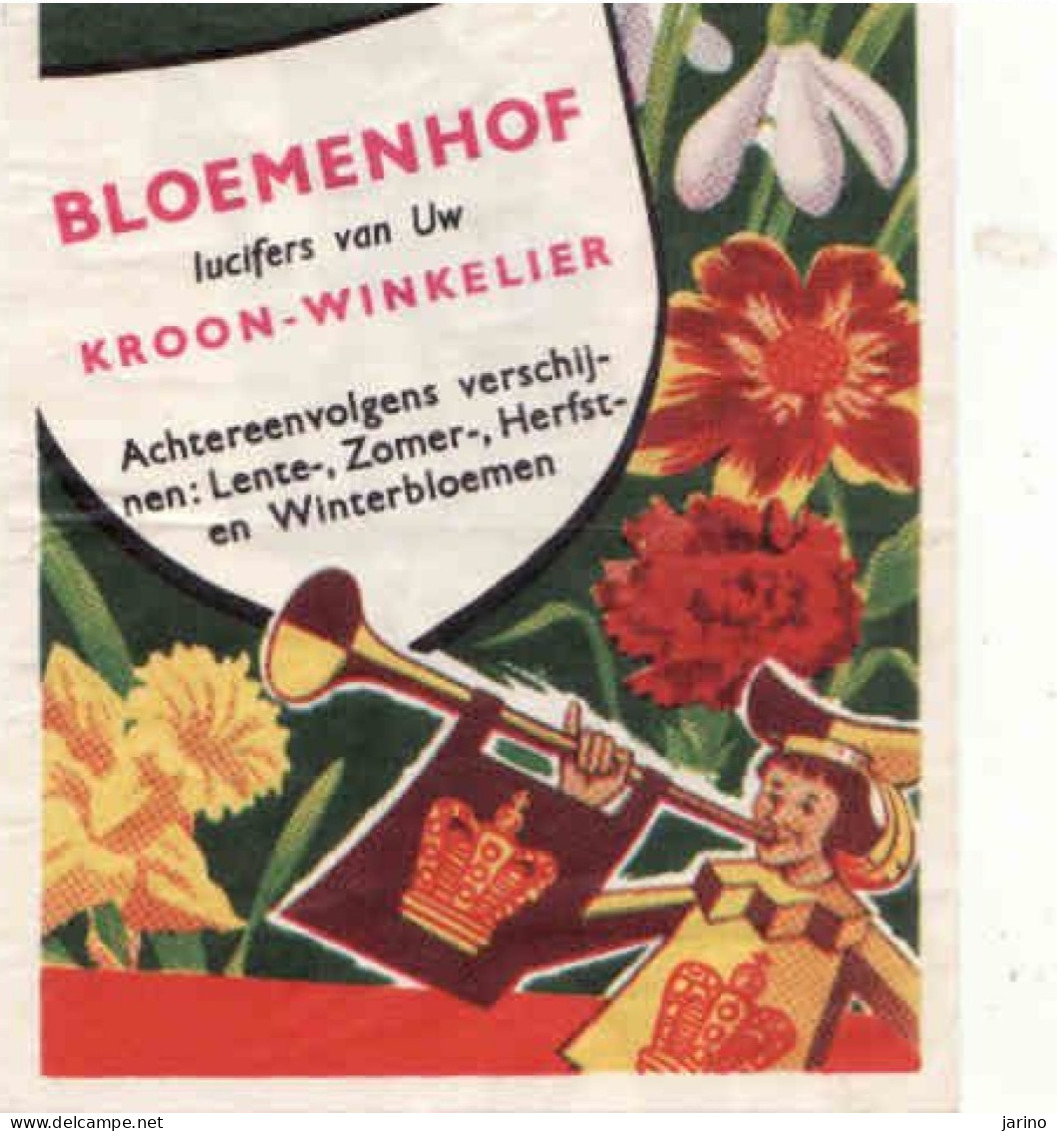 Dutch Matchbox Packet Label,70x85mm, BLOEMENHOF KROON-WINKELIER, Achtereenvolgens Verschijnen, Netherlands - Boites D'allumettes - Etiquettes
