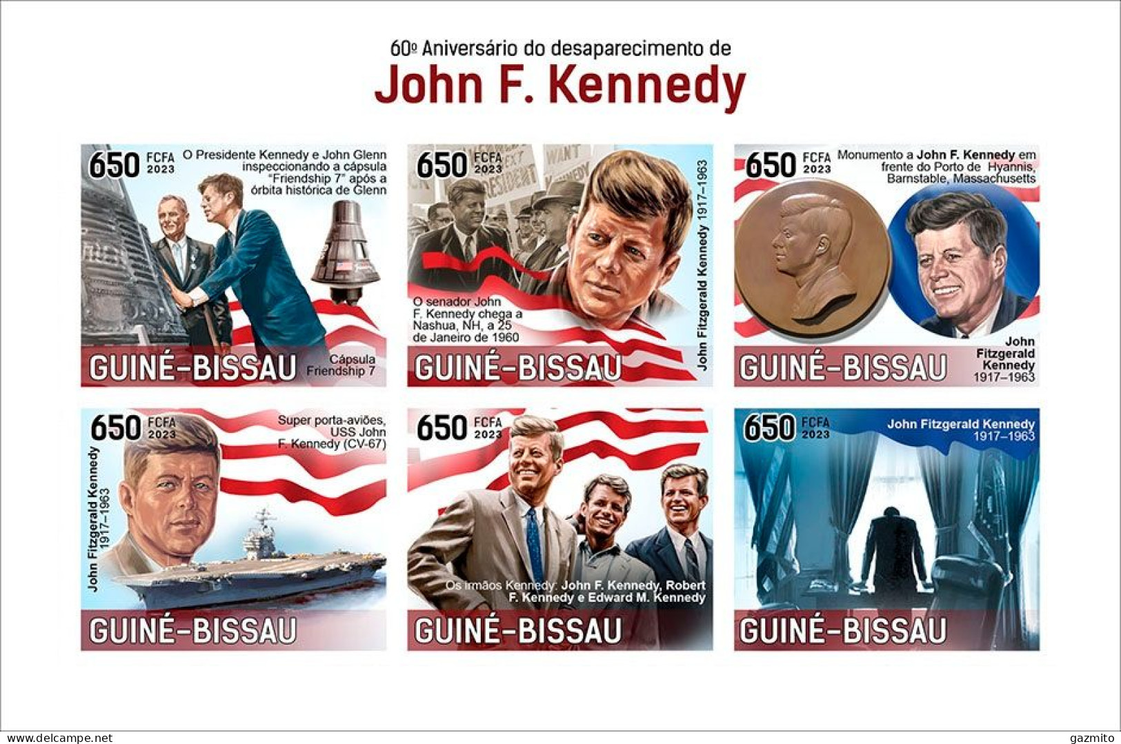 Guinea Bissau 2023, Kennedy, 6val In BF IMPERFORATED - Kennedy (John F.)