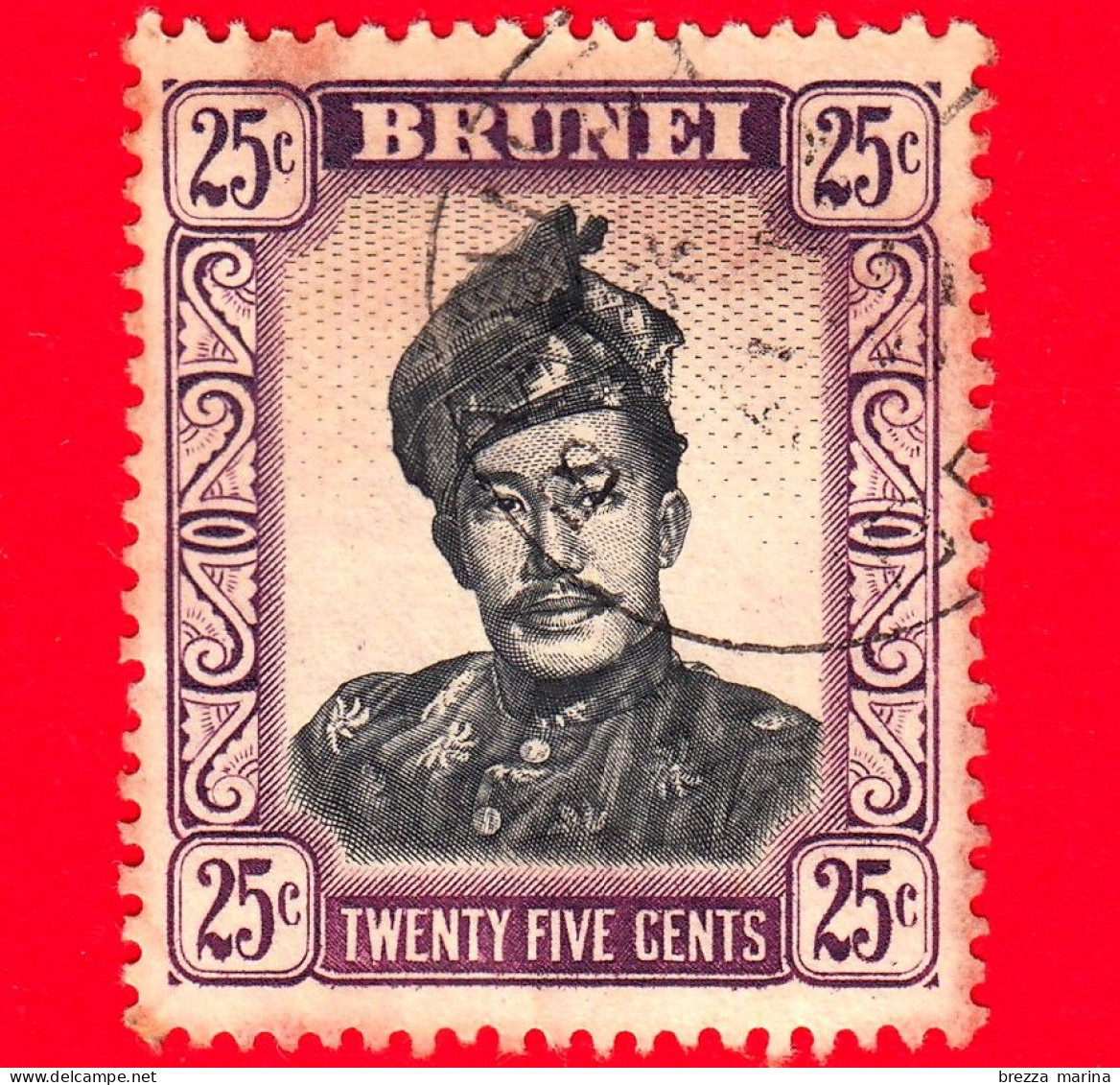 BRUNEI - Usato - 1952 - Sultano Omar Ali Saifuddin (1916-1986) - 25 - Brunei (1984-...)