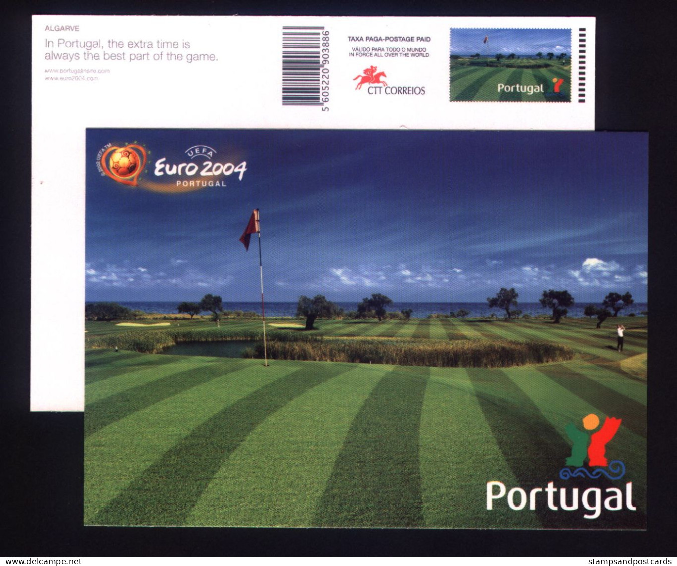 Portugal Euro 2004 Football Entier Postal Cours De Golf Course Soccer Euro Cup Stationery - Golf