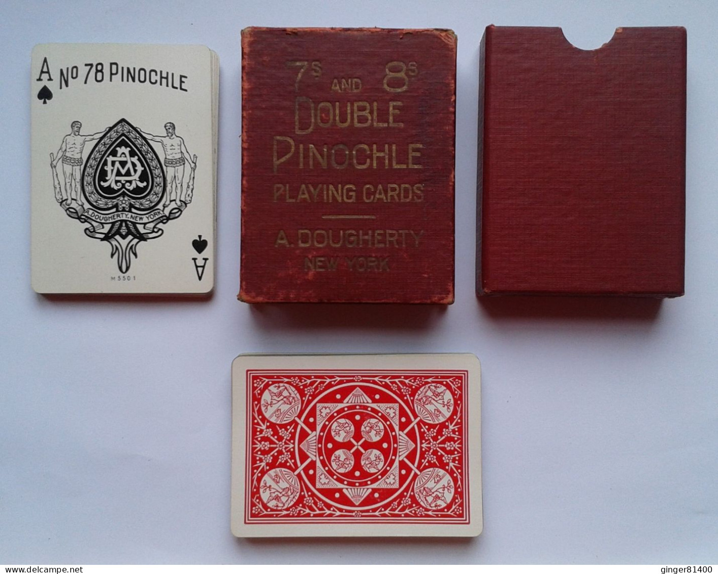 Jeu Ancien Américain 7s And 8s DOUBLE PINOCHLE Playing Cards A. DOUGHERTY New York. Sympa ! - Otros & Sin Clasificación