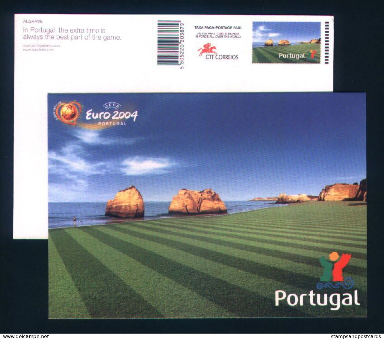 Portugal Euro 2004 Football Entier Postal Praia Da Rocha Plage Algarve Beach Soccer Stationery - Europei Di Calcio (UEFA)