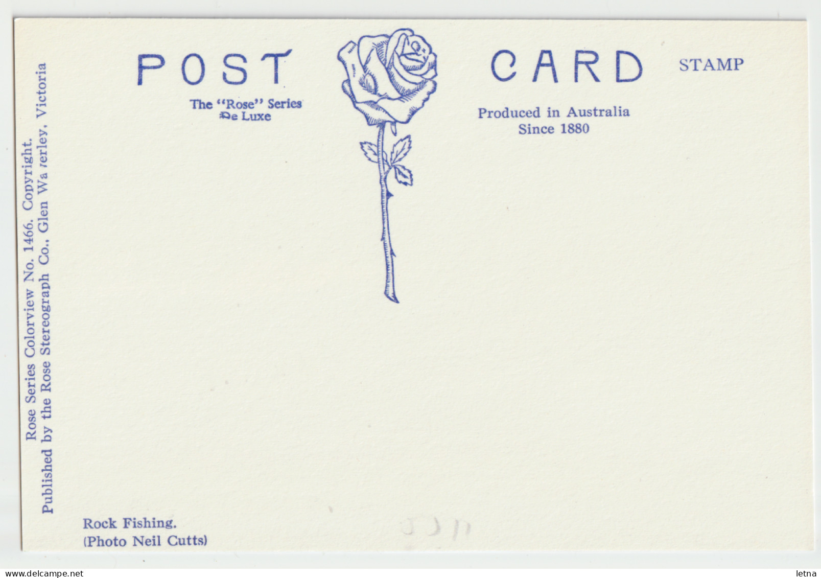 Australia VICTORIA VIC Rock Fishing Rose Series No.1466 Postcard C1970s - Autres & Non Classés