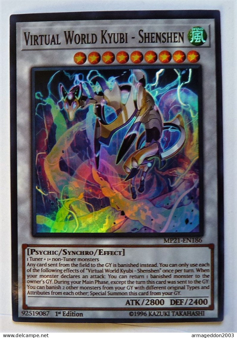 Carte Neuve Yugioh! US HOLO 1st Edition 1996 MP21-EN186 Virtual World Kyubi - Shenshen - Yu-Gi-Oh