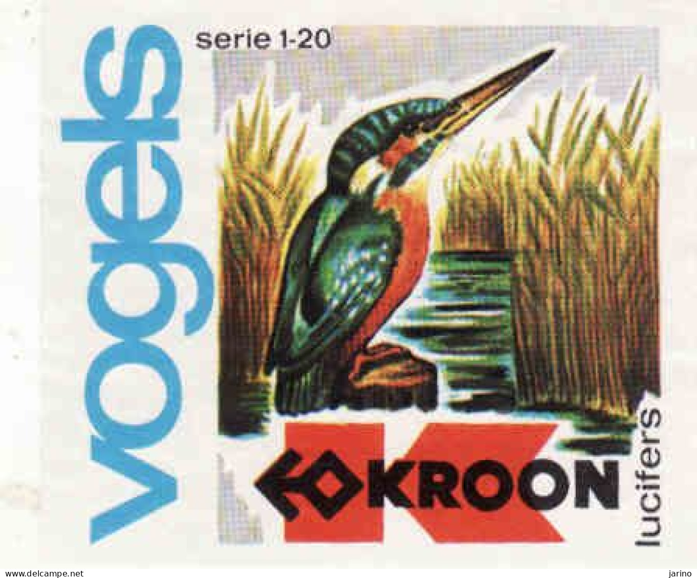 Dutch Matchbox Packet Label, 70 X 60mm, Vogels KROON Serie 1 - 20, Lucifers, Kingfisher, Holland, Netherlands - Boites D'allumettes - Etiquettes