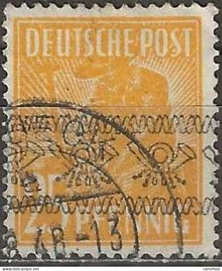 GERMANY 1948 Currency Reform - Gardener Overprinted - 25pf. - Orange FU - Gebraucht