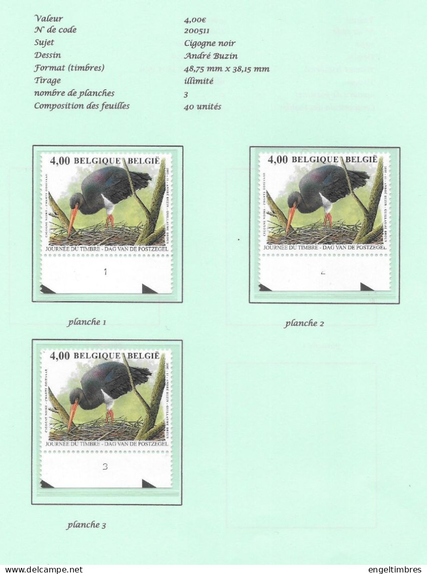 Belgium -  2005 BUZIN Birds - 4,00€ Zwaarte OOIEVAAR/CIGONGE NOIR Plaatnummers 1 - 3 Postfris - Zie Scan - 2011-..