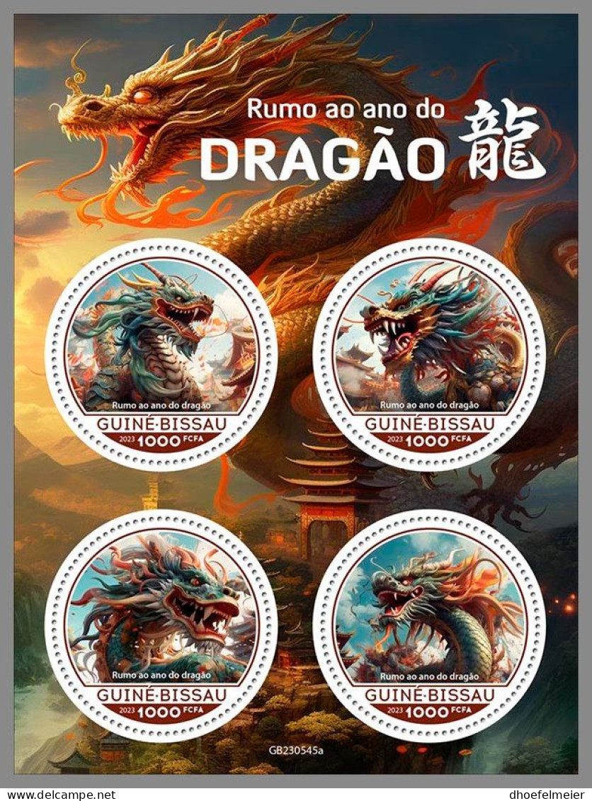 GUINEA-BISSAU 2023 MNH Year Of The Dragon Jahr Des Drachen M/S – OFFICIAL ISSUE – DHQ2408 - Chinese New Year