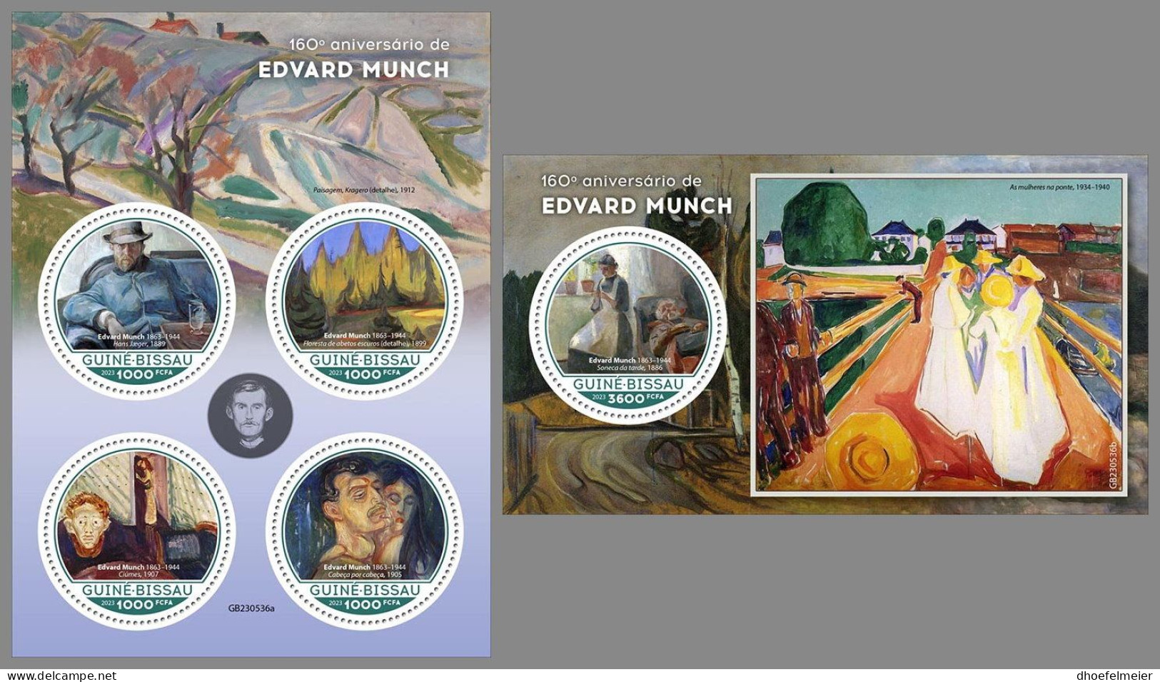 GUINEA-BISSAU 2023 MNH Edvard Munch Paintings Gemälde M/S+S/S – OFFICIAL ISSUE – DHQ2408 - Otros & Sin Clasificación