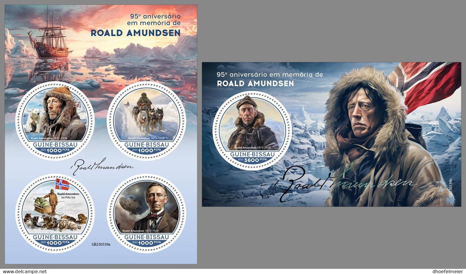 GUINEA-BISSAU 2023 MNH Roald Amundsen Polar Explorer Polarforscher M/S+S/S – OFFICIAL ISSUE – DHQ2408 - Poolreizigers & Beroemdheden