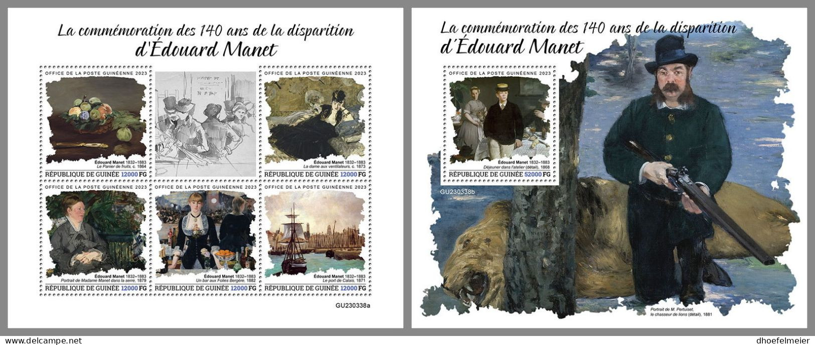 GUINEA REP. 2023 MNH Edouard Manet Paintings Gemälde M/S+S/S – OFFICIAL ISSUE – DHQ2408 - Otros & Sin Clasificación