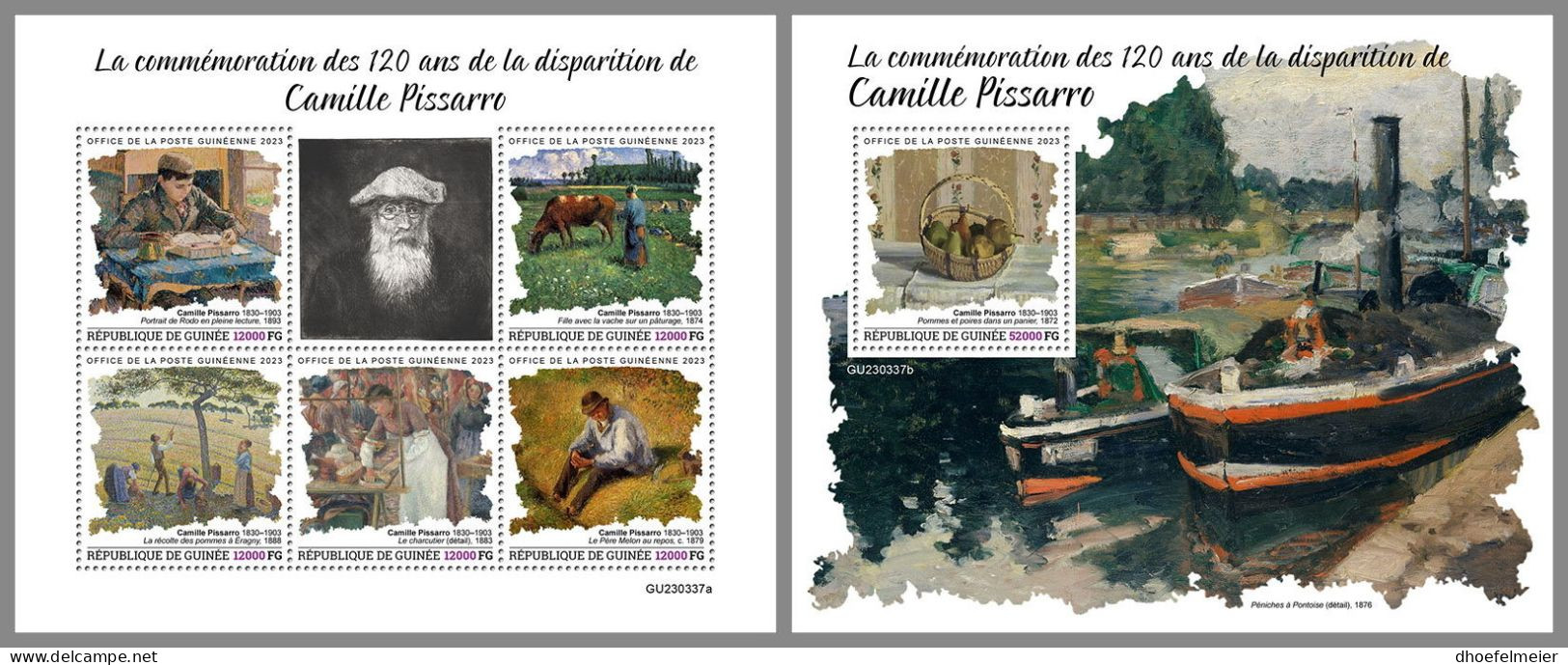 GUINEA REP. 2023 MNH Camille Pissarro Paintings Gemälde M/S+S/S – OFFICIAL ISSUE – DHQ2408 - Otros & Sin Clasificación