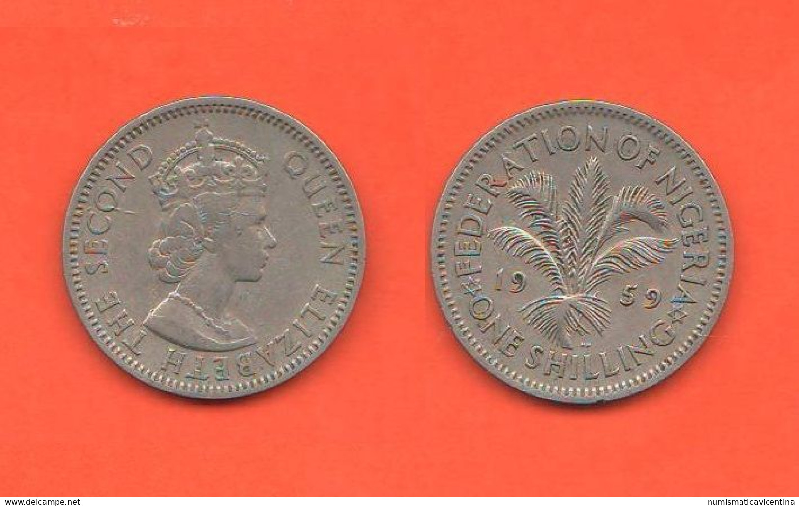 Great Britain Nigeria One Shilling 1959 Amministrazione Britannica UK British Commonwealt Nickel Coin C 3 - Kolonien