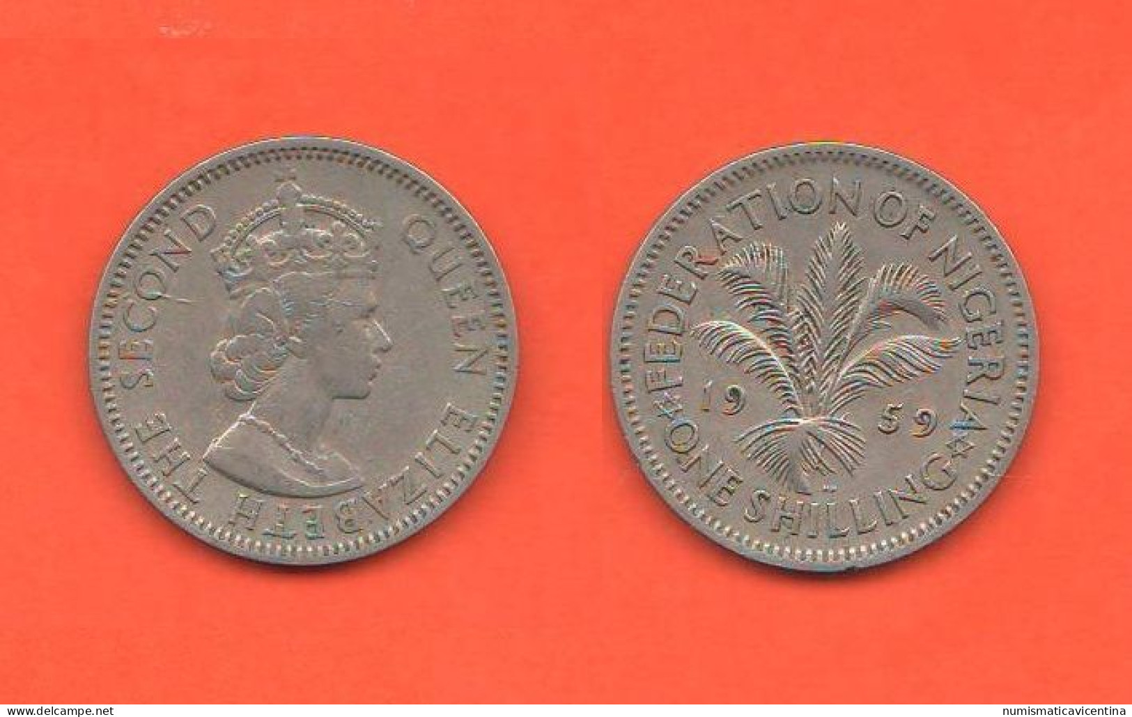 Great Britain Nigeria One Shilling 1959 Amministrazione Britannica UK British Commonwealt Nickel Coin C 3 - Colonie