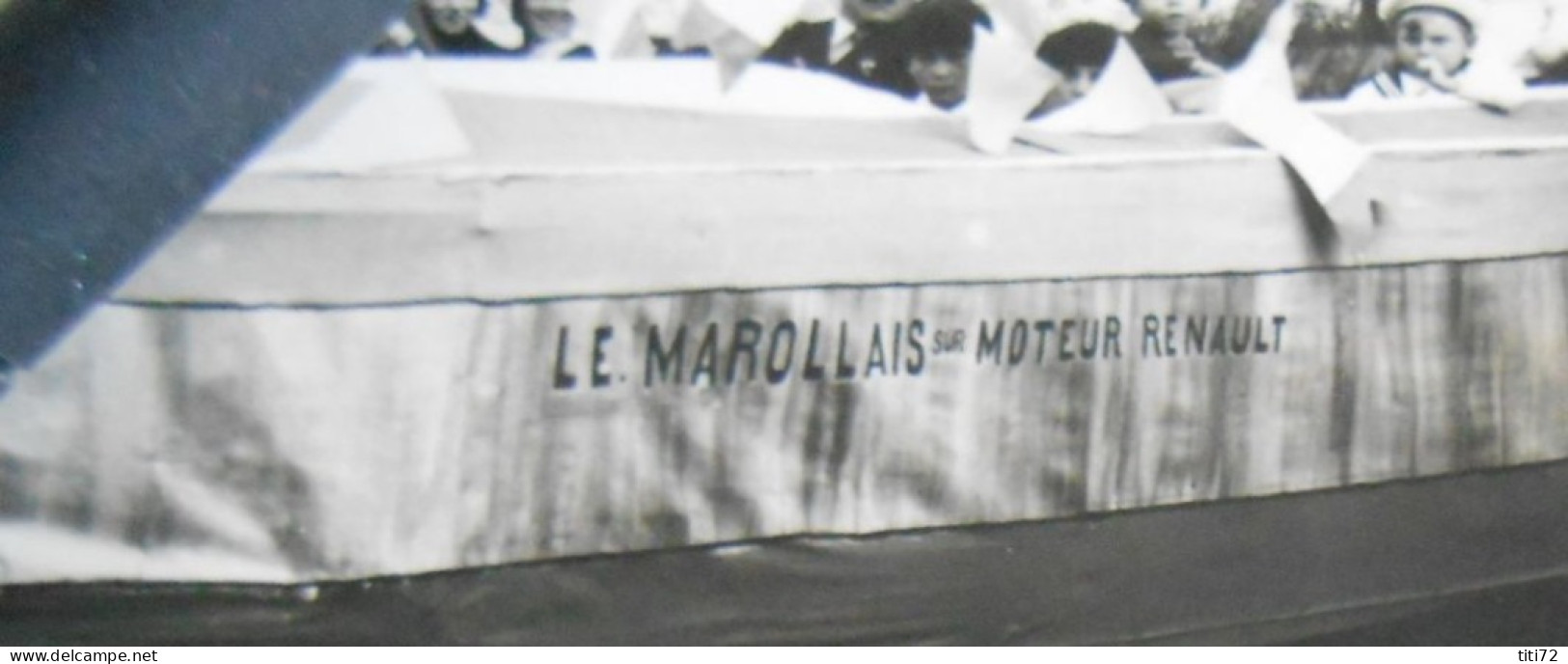 MAROLLES LES BRAULTS Carte Photo 1931 FETE COMITE REPUBLICAIN  Voiture Décorée Bateau Marollais Renault  Sarthe RARE - Marolles-les-Braults