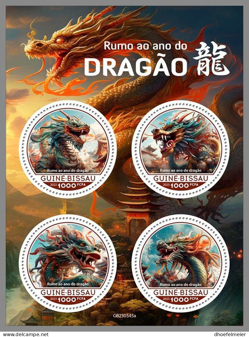 GUINEA-BISSAU 2023 MNH Year Of The Dragon Jahr Des Drachen M/S – IMPERFORATED – DHQ2408 - Chines. Neujahr