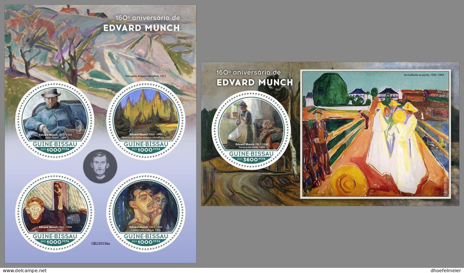 GUINEA-BISSAU 2023 MNH Edvard Munch Paintings Gemälde M/S+S/S – IMPERFORATED – DHQ2408 - Otros & Sin Clasificación
