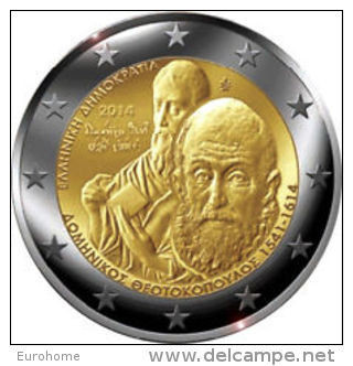 Griekenland 2014    2 Euro Commemo   El Greco   UNC Uit De Rol  UNC Du Rouleaux  !! - Grèce