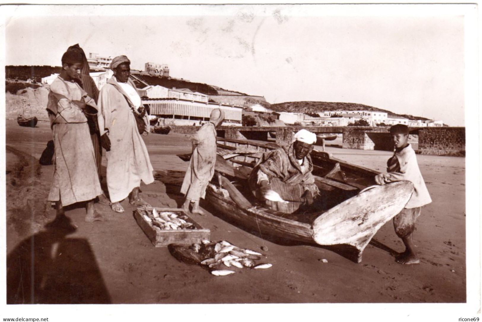 Marokko, Aoroir, Fischer Am Strand, 1939 N. Norwegen Gebr. Sw-AK - Autres - Afrique