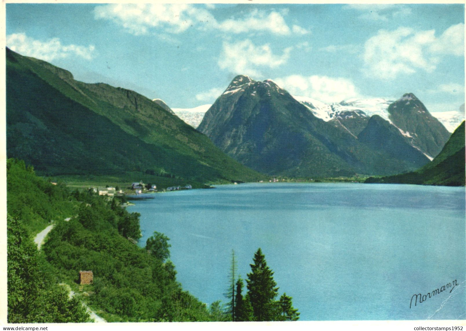 FJÆRLAND FJORD, SOGN, LAKE, MOUNTAIN, ARCHITECTURE, NORMANN EDITION, NORWAY, POSTCARD - Norwegen