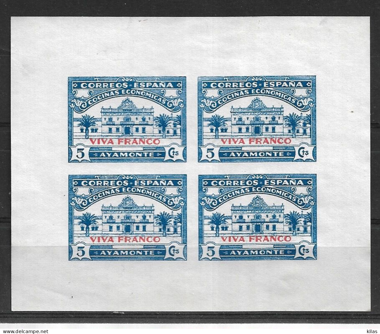 SPAIN 1939 1942 CIVIL WAR COCINAS ECONOMICAS  NO GUM - Blocs & Feuillets