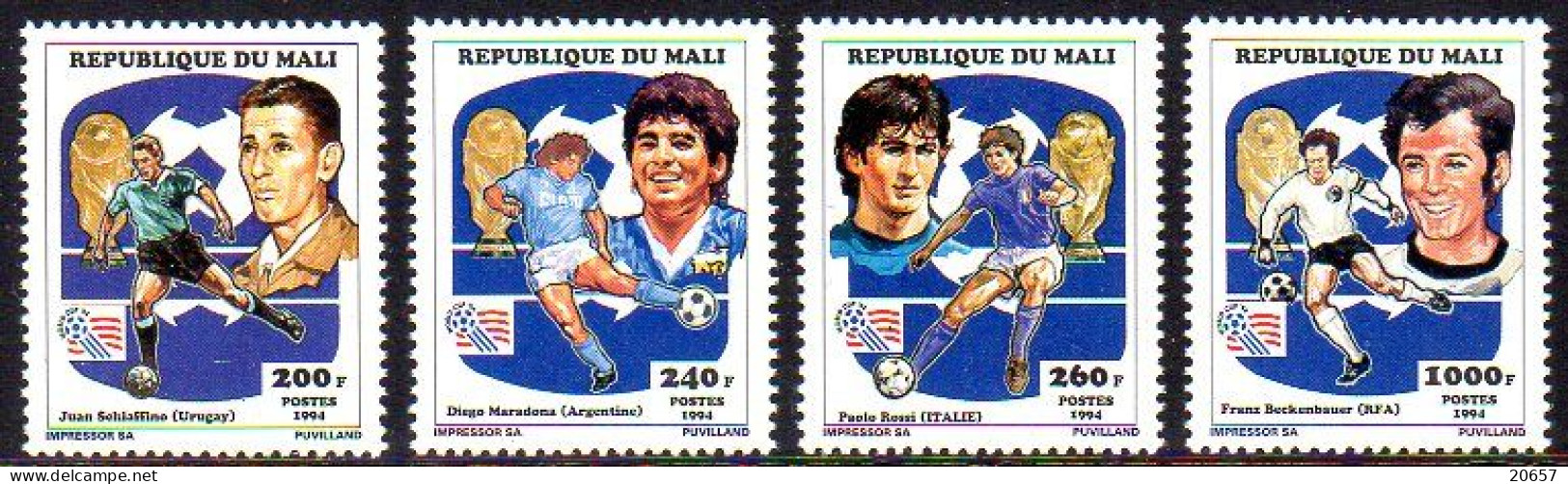 Mali 0602/05 Mondial Football USA 94, Joueurs Uruguay, Argentina, Italia, Germany - 1994 – Vereinigte Staaten