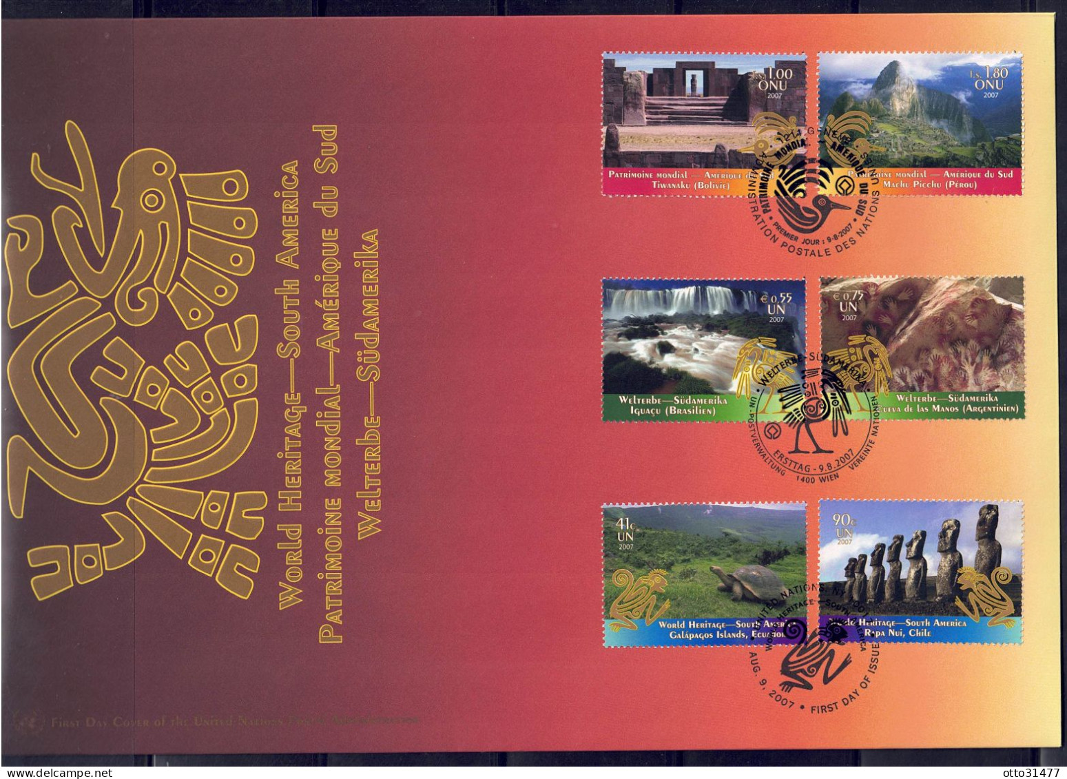 UNO Wien 2007 - UNESCO-Welterbe, 3-Länder-FDC Mit Nr. 504 - 505 - FDC