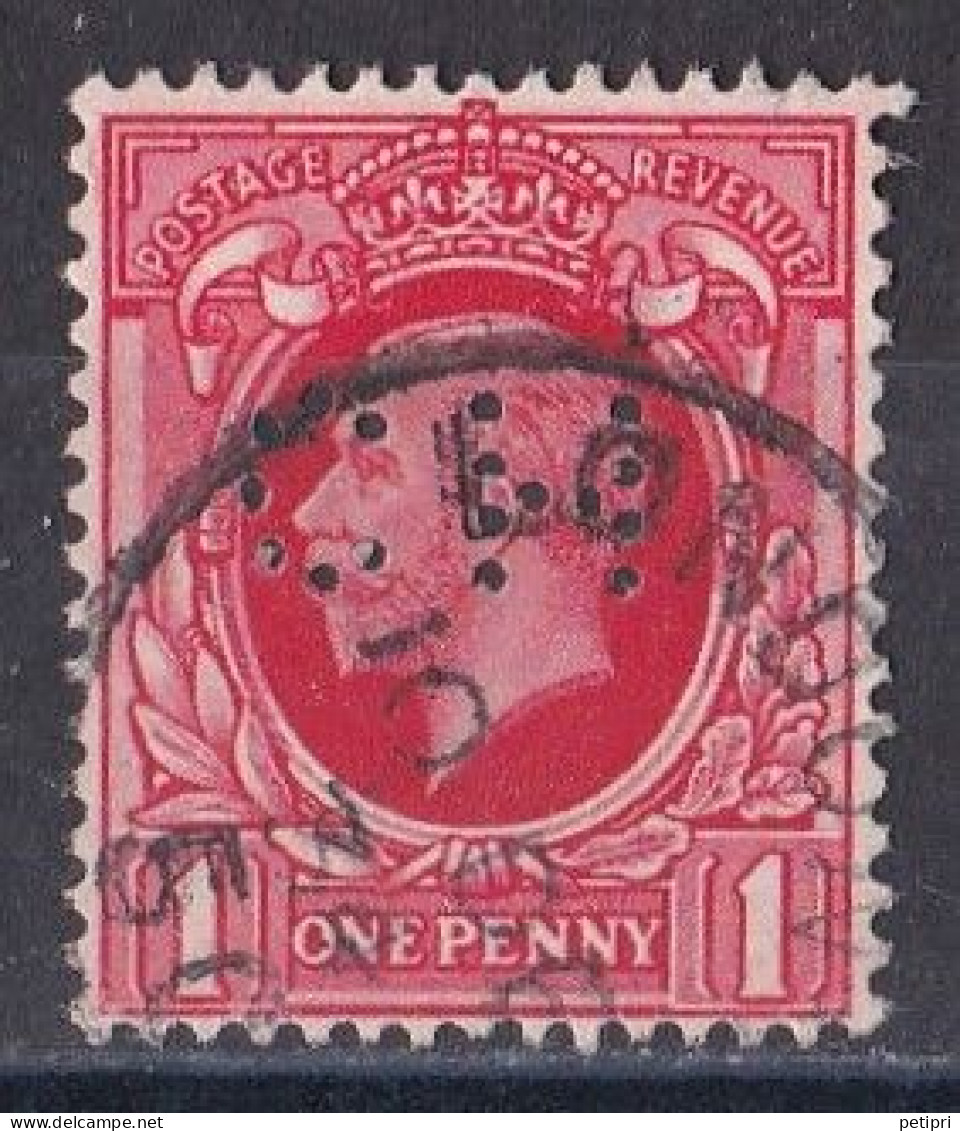 Grande Bretagne - 1911 - 1935 -  George  V  -  Y&T N °  188  Perforé  C H - Perfins
