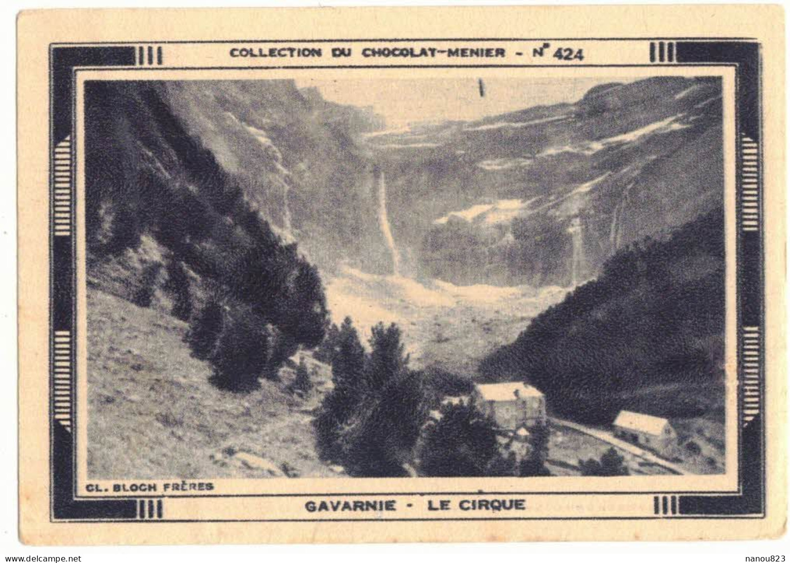 IMAGE CHROMO CHOCOLAT MENIER RIALTA LAIT N° 424 HAUTE PYRENEES LE CIRQUE DE GAVARNIE CASCADE - Menier