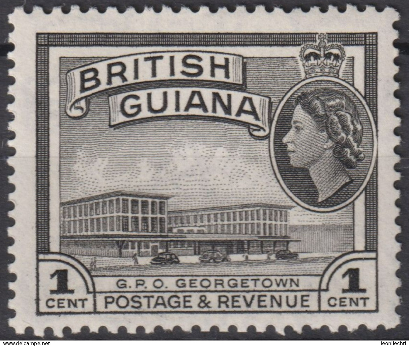 1954 Britisch-Guayana ** Mi:GY 199, Sn:GB-GY 253, Yt:GY 185, G.P.O. Georgetown, Queen Elizabeth II And Local Scenes - British Guiana (...-1966)