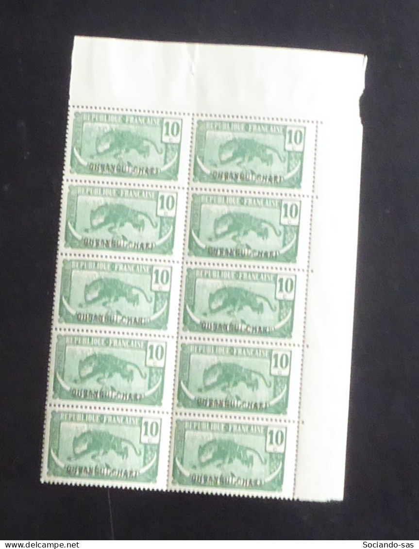 OUBANGUI - 1922 - N°YT. 29 - Panthère 10c Vert - Bloc De 10 Bord De Feuille - Neuf Luxe** / MNH - Ongebruikt